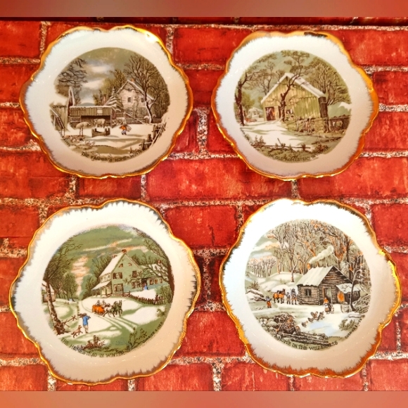 Currier & Ives The Homestead Decorative Hanging Plates - Picture 1 of 13